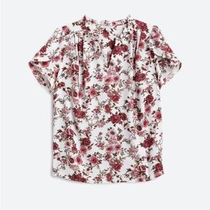 41 Hawthorn Tiffiny Tulip Sleeve Blouse - Pink and White rose floral - Size 2X